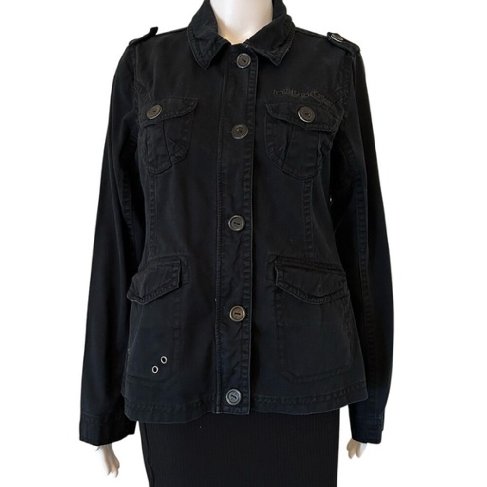 Fox Head Girls Military style Cotton Black Button Zip Up Front Pockets Jacket- M